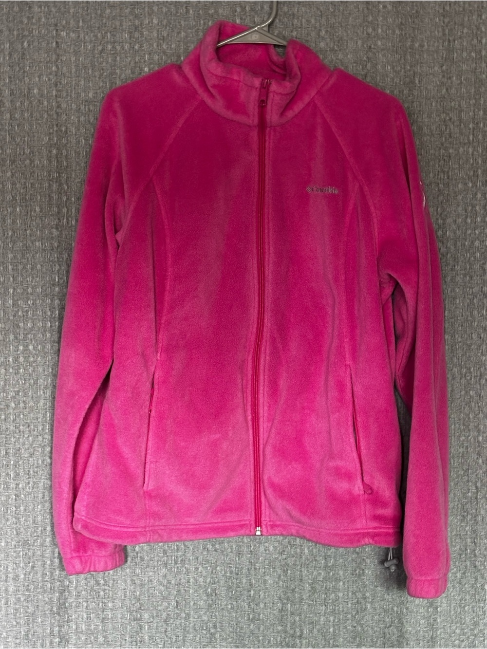 Columbia Women’s XL Hot Pink Fleece Jacket Breast Cancer Ribbon Full Zip